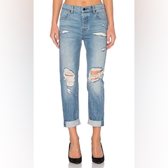 NEW ALEXANDER WANG 003 Boyfriend Jean in Light Indigo‎ Aged Revolve - Picture 1 of 8